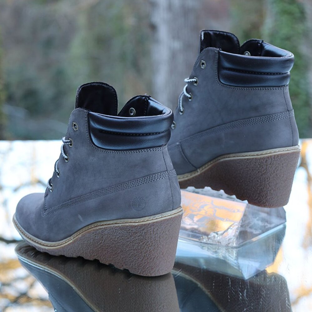 Timberland Amston Wedge 6 Inch Boots Grey - Picture 12 of 13